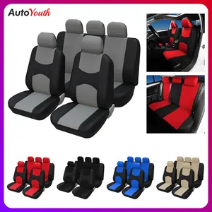 Universal Car Seat Covers for 5 Seats, Stylish Fabric Car Seat Protectors for Front & Rear Seats, Upgraded Thickened Design, Airbag Compatible, Fits Most Cars SUVs Trucks Vans, Car Interior Accessories