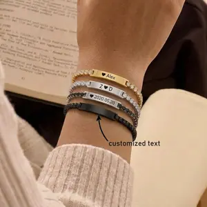 Custom name Bracelet Personalized Tennis Bracelets ,  stainless steel, waterproof Unisex Jewelry Matching Couple Matching Bracelet Birthday Anniversary Gift for Him Boyfriend Men Women