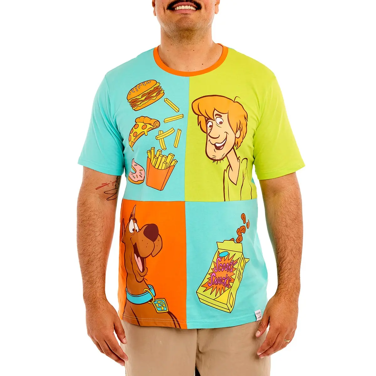 Menswear Comfy Cotton Scooby-Doo Snacks Color Block Unisex Casual Tshirt
