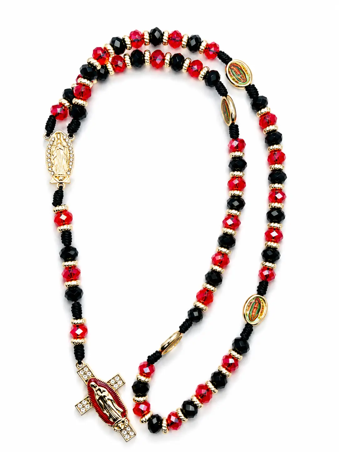 Rosario negro con rojo