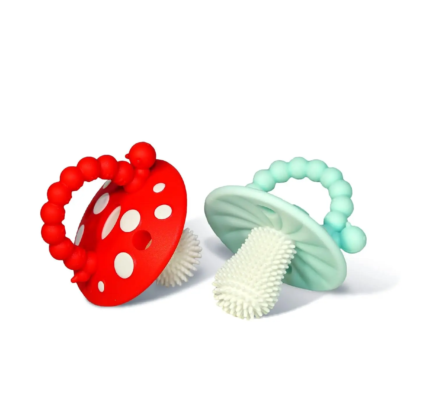 Soft Silicone Infant & Baby 3M+ Teether Toy Massaging Bristles Teething Relief Pacifier - Soothes Sore Gums - Hands-Free & Easy-to-Hold Chompy Teether, BPA Free