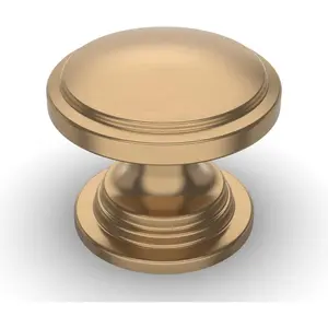10 Pack 1-1/4 inch Champagne Bronze Gold Round Single Hole Cabinet Knobs Drawer Pulls for Kitchen Cabinet Bedroom Dresser