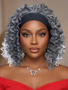 12-Inch Gradient Hairband Wig, Women's Short Wavy Fiber Half Wig, Glue-Free Natural Look, Beginner-Friendly Realistic Style