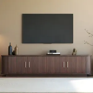 70-inch Modern TV Stand for TVs up to 80 inches, Large Entertainment Center with Ample Storage & Rounded Corners, Living Room Media Console Table with Open Shelves, Cabinets, and Tempered Glass, Easy Assembly