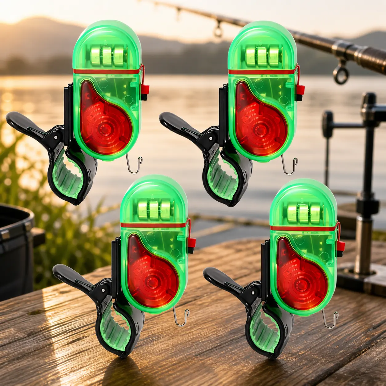 4 PCS Clip-On Electronic Fishing Bite Alarms with LED Light,Latest Sensitive Smart Fishing Rod Bells, Loud Sound Fish Bite Alert Alarm for Outdoor Fishing