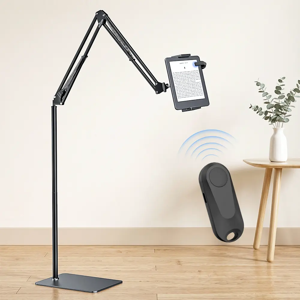 DATAFY Floor Stand Kindle Holder with Remote Page Turner Set, Hands-Free Reading Accessories for Kindle Paperwhite Oasis Scribe Kobo, Adjustable Tablet Holder with Wireless Page Turner Clicker for Bed Reading tiktokshopbacktoschool