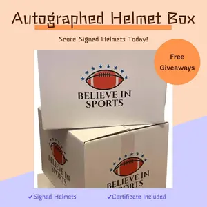 x1 Believe In Sports Signed Football Helmet Box Pick Your Pairs Single Box Authentic/Speedflex Helmet & Trading Cards Free Giveaways