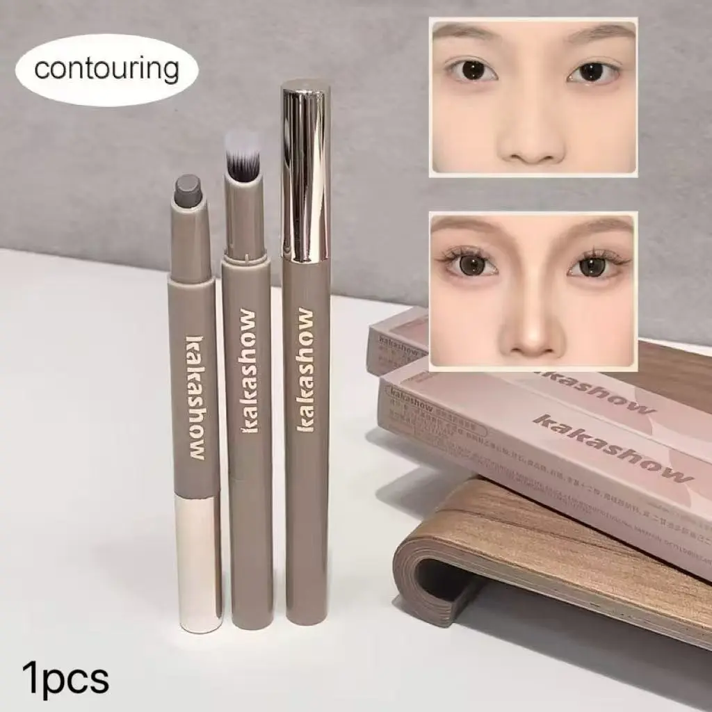 2-in-1 Double-Ended Contour Face Stick, Beauty Bronzer, Contour Bronzer Makeup, for facial contouring and nose shading, long-lasting and adherent, creates three-dimensional contours, precise contouring, suitable for beginners, versatile facial makeup