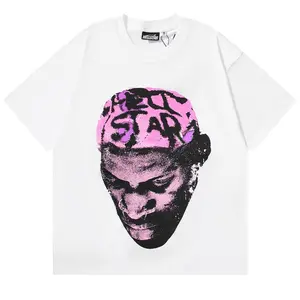 Hellstar Pink Skull Graphic T-Shirt Streetwear Retro Print Unisex Tee