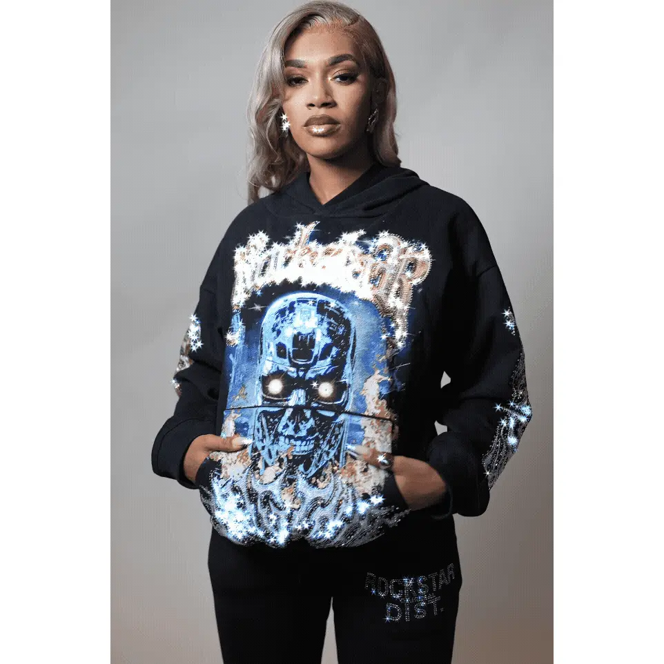 Lalillian Black Rhinestone Hoodie