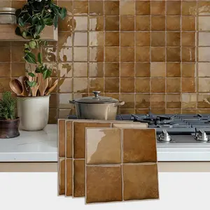 Vintage Soft Texture Square Brick Fake Tile 3D Wall Sticker, DIY Epoxy Resin Wall Decal, Kitchen Bathroom Decor, Self-Adhesive Waterproof, Wall Panels
