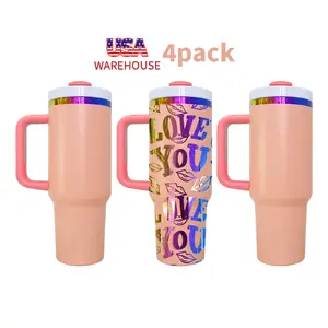 4/8/12 Pack USA Warehouse H2.0 40oz Powder Coat Orange Rainbow Plated Tumblers for Laser Engraving Drinkware Flasks