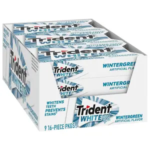 Trident White Sugar-Free Chewing Gum Snack - 9 Pack, 16 Pieces Per Pack, 144 Total Pieces