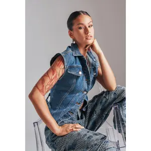 LILY DENIM BUTTON DOWN IN MEDIUM BLUE DENIM