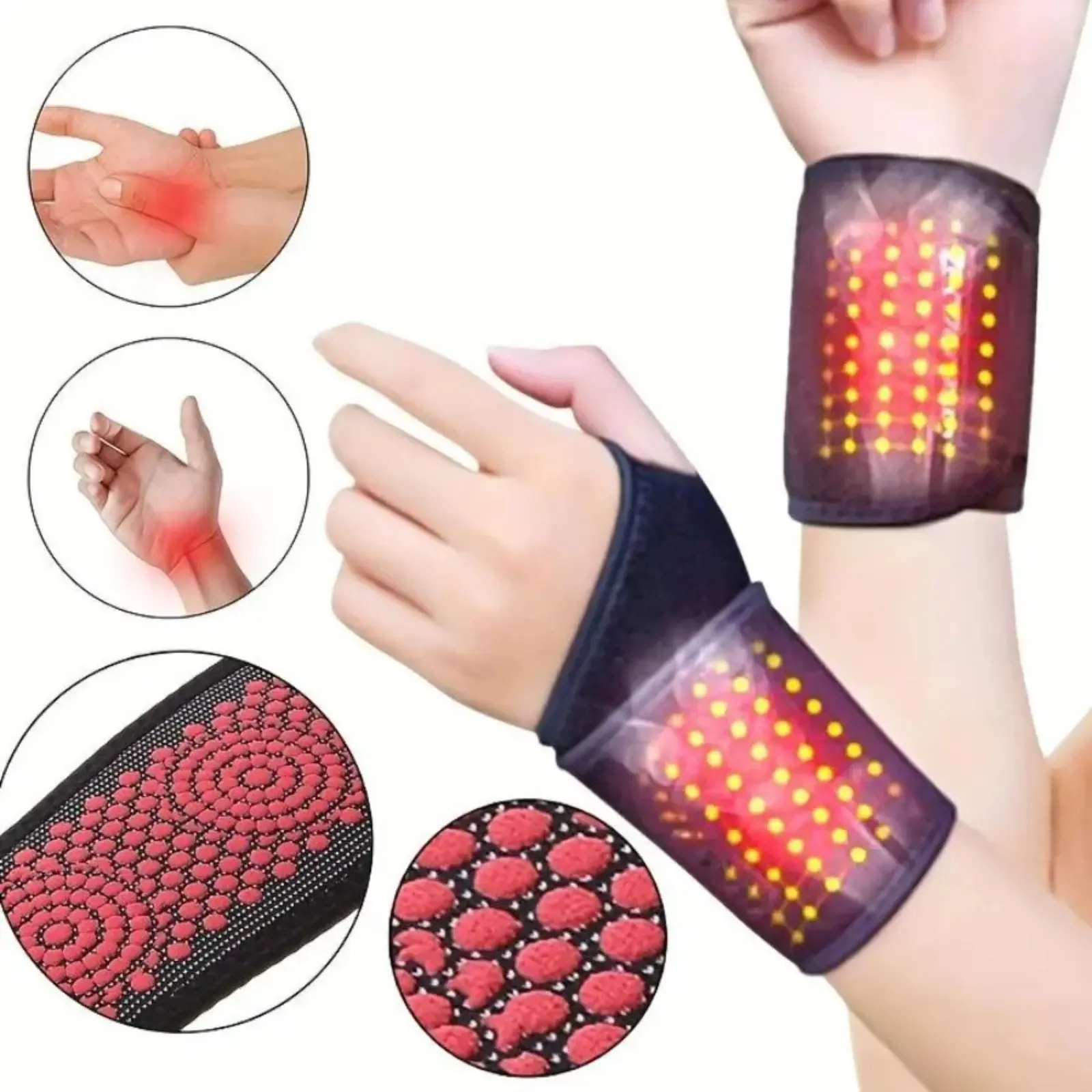 Self-Heating Magnetic Wrist Supporter, Washable Cloth Wristband for Pain Relief and Relaxation, Pain Relief Products, Magnetic Heat, Heated Wrist Brace, One Size,back to school,back to school haul