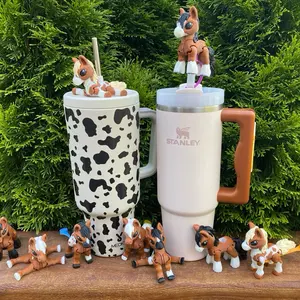 Pony Horse Articulated Straw Toppers and Charms for Stanley Tumbers & 9.5mm Straws with Durable PLA Design - Stylish, Beverage