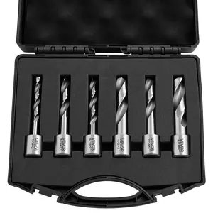 VEVOR HSS Annular Cutter Set, 6-Piece Weldon Shank Mag Drill Bits Kit with Chip Slots, 2" Cutting Depth, 1/4"-9/16" Range, Plastic Case, for Magnetic Drills & Multiple Metals Drilling