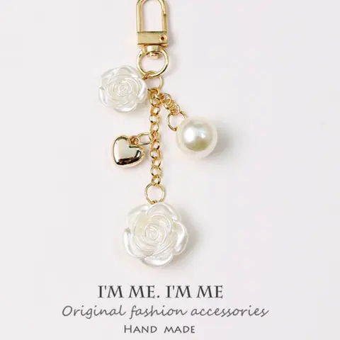 Mother's Day Gift Elegant Faux Pearl & Flower & Heart Shaped Keychain, Cute Charms Keychain, Cute for Women & Girls, Fashion Accessories for Daily, Trendy Cute Keychain, Floral Pattern Keychain, Heart Keychains