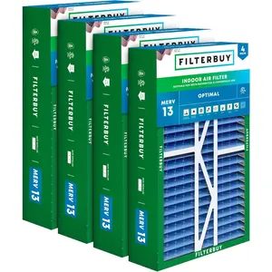 Filterbuy 16x25x5 Air Filter (4-Pack), Pleated MERV 13 Optimal Defense HVAC AC Furnace Filters for Amana, Coleman, Goodman, Maytag, York, and More