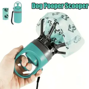 portable pet poop shovel, pet poop bags with six-claw poop pusher clip, outdoor pet waste collector, dog and cat supplies, pet waste cleaning tools, easy to carry