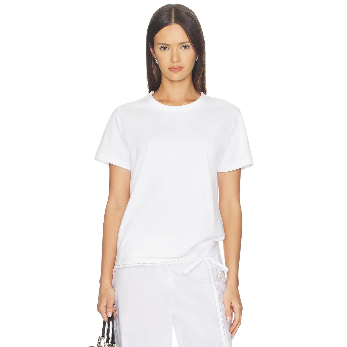 Madewell Perfect Crewneck Tee Shirt in Eyelet White