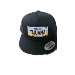 Tijuana Mexico Snapback Mesh Hat with Tijuana License Plate Design Black Trucker Cap