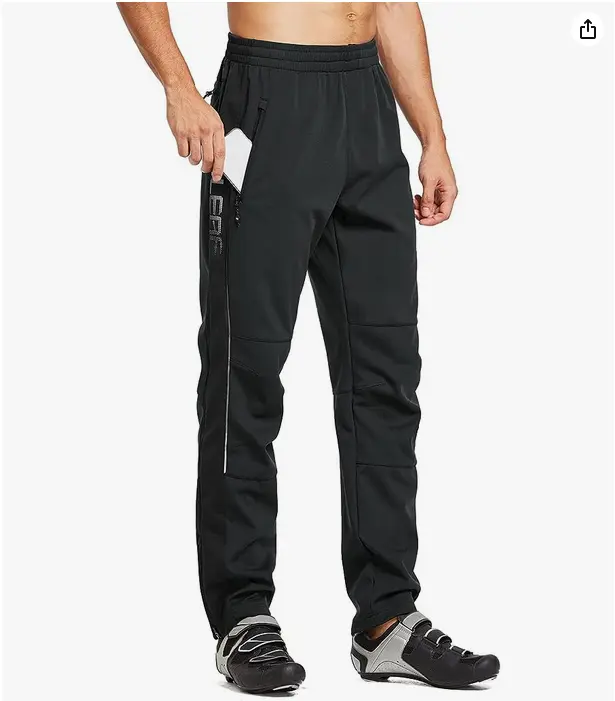 baleaf Men's Winter Cycling Pants, Fleece Lined Windproof Athletic Trousers for Outdoor Hiking with Adjustable Elastic Waistband
