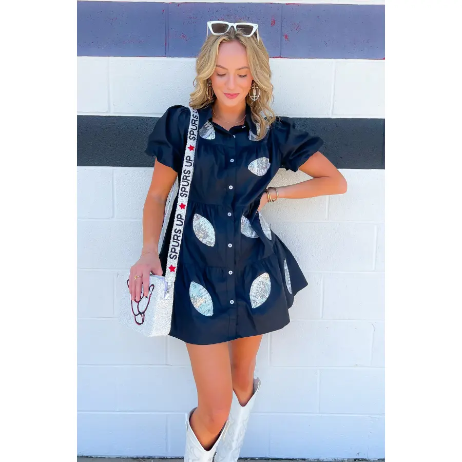 Black Sequin Football Dress