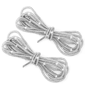 Glitter Shoe Laces - 2PCS Exquisite Shiny Hoodie & Strings Shoelace Decor for DIY Canvas Shoes, Sweatpants, Clothing, Bags Rope Crafting