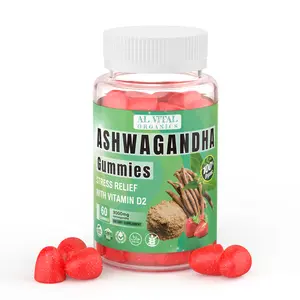Al Vital Organics Ashwagandha Wellness Gummies - Vegan, Gluten-Free, Non-GMO, 60 Gummies - Natural Organic Supplement for Stress Relief, Energy, and Focus - Vitamin D2 - USA Made