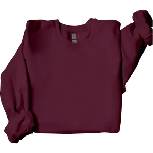 Plain Crewneck Sweatshirt Long Sleeve Maroon, Unisex Fleece Pullover, Cozy Fit for Men and Women, Gildan 18000, Tops Menswear