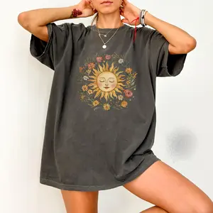 Boho Spiritual Sun T-Shirt, Cute Bohemian Tee, Celestial Hippie Clothing, Vintage Women Clothing, Hippy Clothes, Chic Style, Floral Outfit, menswear, womenswear, crewneck