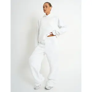 Kaiia Embossed Wide Leg Joggers White