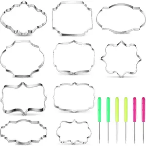Stainless Steel Cookie Cutter Tool Set, Plaque Frame Cookie Cutter, Kitchen Baking Pastry Decorating Tool, Difference Shapes Frame Cookie Cutters, Very Suitable for Making Pastries and Cookies