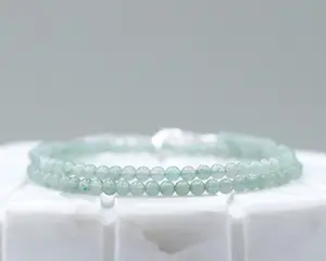 Green Aventurine 3mm Round Beaded Choker, Bracelet, Natural Gemstones