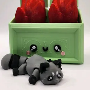 3D Printed Dumpster Fire with Raccoon Figurine Home Office Decor