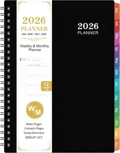2026 Planner - 2026 Calendar Planner Weekly and Monthly, 6.3 8.4, Planner 2026 from JAN. 2026 - DEC. 2026, Inner Pocket,  Paper, -wire Binding, Make Your Life Productive