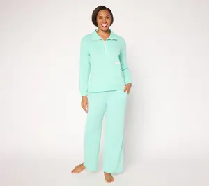 MUK LUKS Regular French Terry Quarter Zip and Pant Lounge Set