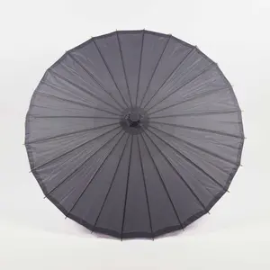 32" Black Paper Parasol Umbrella with Elegant Handle