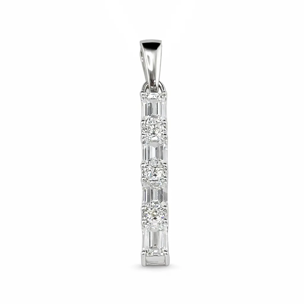 1.37ct 14K White Gold Drop Diamond Pendant Necklace