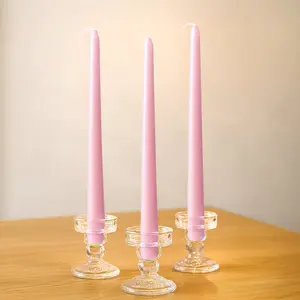 10-Pack Taper Candles Premium Wax Design Pink - Unscented Candles for Upscale Settings 10"