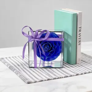 EVERCUTE Super Grade Preserved Rose in Acrylic Box | Waterproof Eternal Rose Gift for Girlfriend, Anniversary, Valentine's Day | Luxury Forever Flower with Ribbon for Her werewolf sculpture fake flowers for outdoor uv resistant realistic silk flower plant