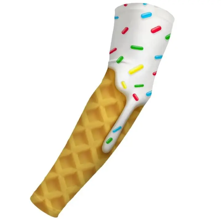 Baseball Sports Compression Arm Sleeve Vanilla Ice Cream Cone Sprinkles