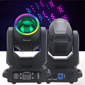 200W LED Moving Head Light with Ring Beam+Spot+18 Rotating Prisms+Rainbow 12 GOBO 8 Color Effect Dj DMX Stage Light Disco Bar