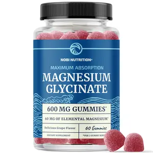 Nobi Nutrition Magnesium Glycinate Gummies 600MG | Sleep Calm Relaxation Support | 60mg Elemental Magnesium Per Serving | Gluten-Free Grape Flavor | 60 Count