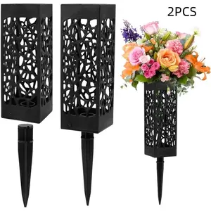 2PCS 12 Inch Stake Cemetery Vases for Grave, Graveside Use, Memorial Day & Headstone Decor Vases  Ideas, Honor Loved Ones, for Holding Bouquets