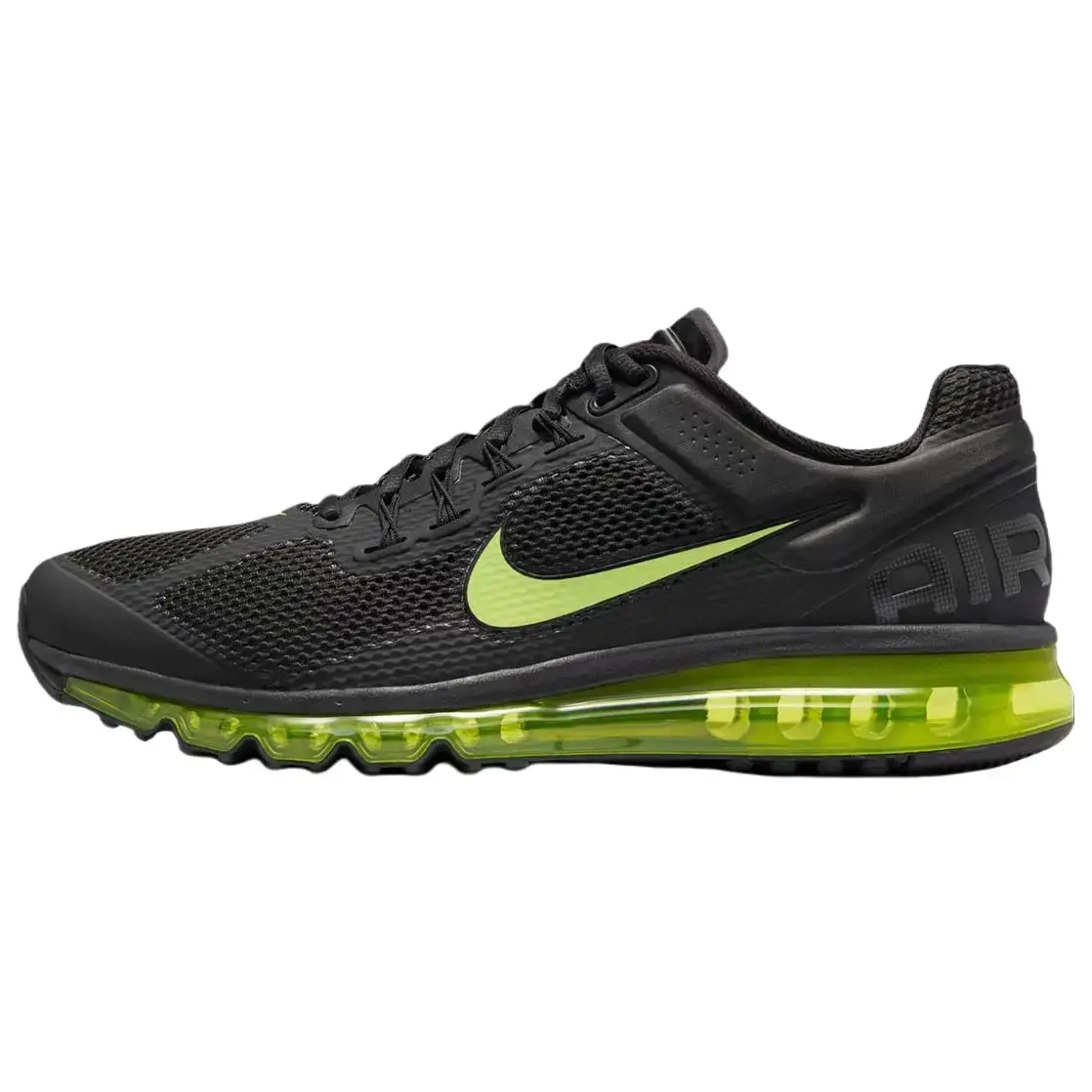 Men's NIKE Air Max 2013 'Black Cyber' Performance Sneakers - Breathable Mesh Upper, Cyber Accents, Max Cushioning, All-Day Fit, Smooth Impact Protection, Everyday Wear, Casual Active Style