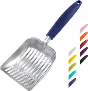 Heavy Duty Cat Litter Scoop, Aluminum Alloy Sifter, Deep Shovel with Long Handle for Litter Box, Durable Poop Lifter for Kittens