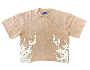 Rebel Denim 'Firefest' Cropped T-shirt (Khaki) 652-168