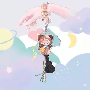 Baby Three Love Chain Time Plush Keychain Blind Box - Cute Mini Stuffed Animal Mystery Keyring with, Kawaii Collectible Charm for Bag, Backpack, Car, Couple Gift, Trendy Accessories